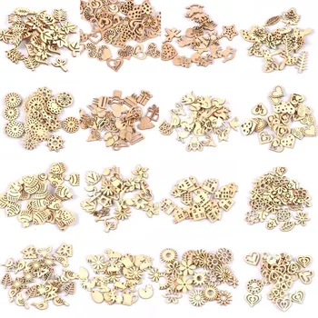 

50Pcs Mix Pattern Wood Slices DIY Scrapbook Crafts Supplies Unfinished Wooden Home Decorations Handmade Ornament 25-30mm m2204
