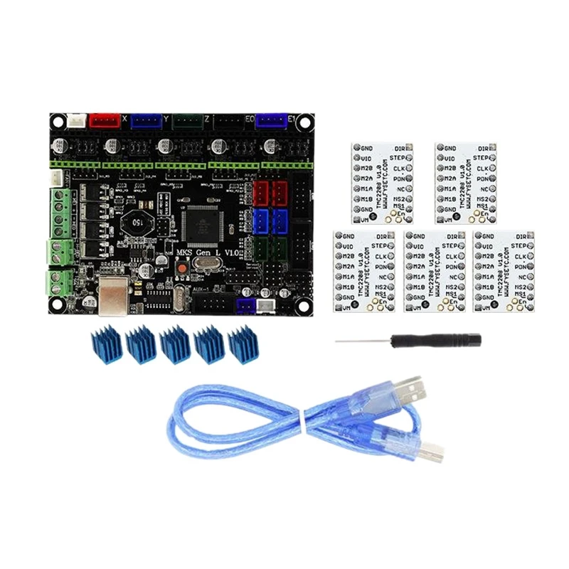 

PPYY NEW -Mks-Gen L V1.0 Integrated Controller Mainboard + 5Pcs Tmc2208 V1.0 Stepper Motor Driver Compatible Ramps1.4/Mega2560