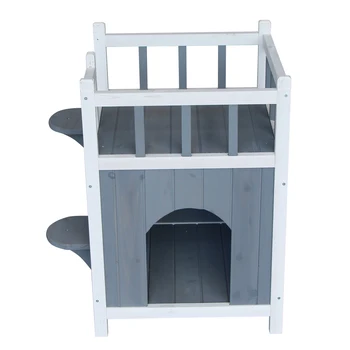 

Wooden Cat Pet Home With Balcony Pet House Small Dog Indoor Outdoor Shelter Cat House Pet Supplies Free Shipping