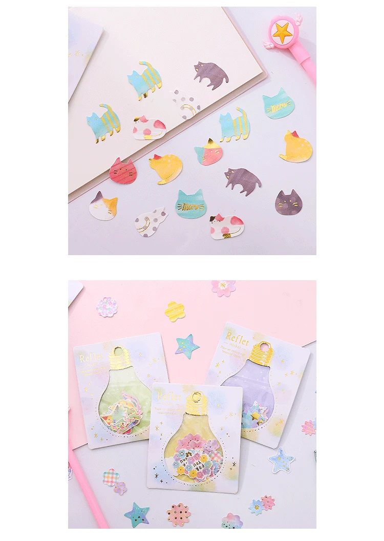 W0028 Bulb Bronze PVC Sticker Paper Bag Hand Account Set Cool Creative DIY Transparent Diary Adhesive Paper 30 PCs