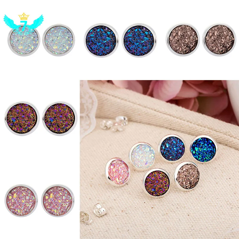 Многоцветные круглые грубые друзовидный камень с бусинами очаровательные