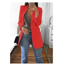 2019 suit jacket female autumn women's jacket fashion lapel Slim long cardigan temperament suit jacket female