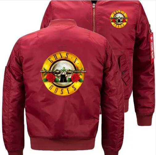 Guns n roses дропшиппинг новая куртка-бомбер летная куртка зимняя утепленная Теплая мужская куртка на молнии Аниме Мужская Повседневная - Цвет: Thicken