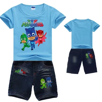 

PJ Masks Boys Short Sleeves T-Shirts Short Pants Two-piece Suit Summer Cotton Pajama Sets Children's Clothing