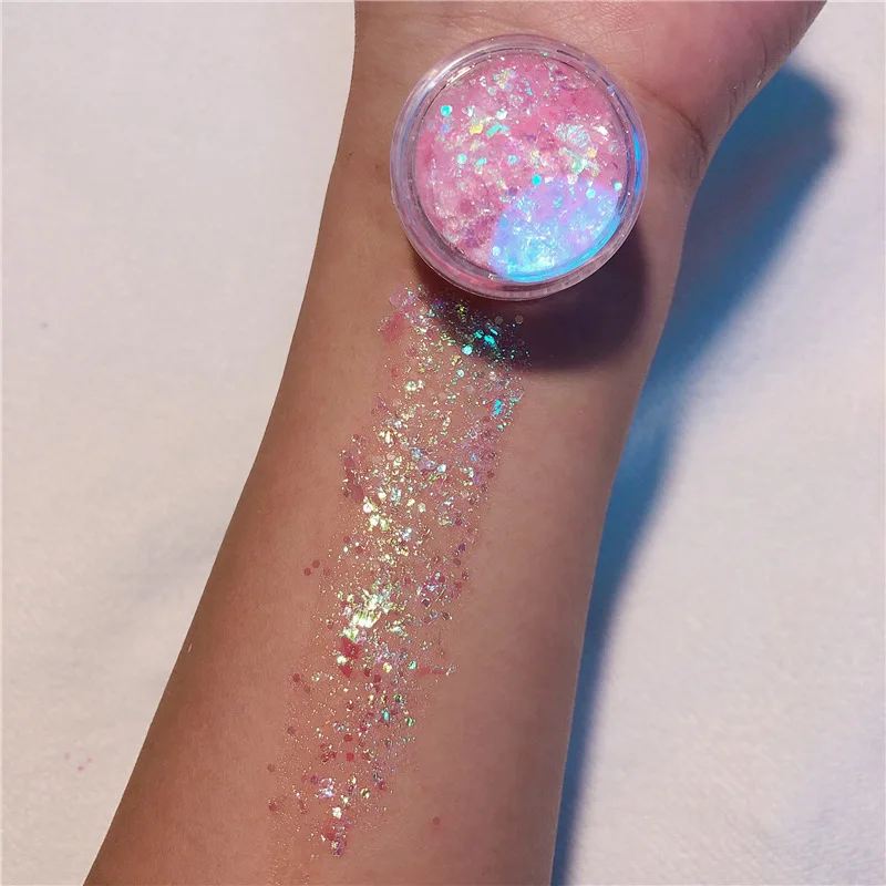 1pcs 24colors Pigment Eye Shadow Shimmer Sparkling Diamond Holographic Chunky Glitter Gel Sequins Mermaid Sequins Powder 5665