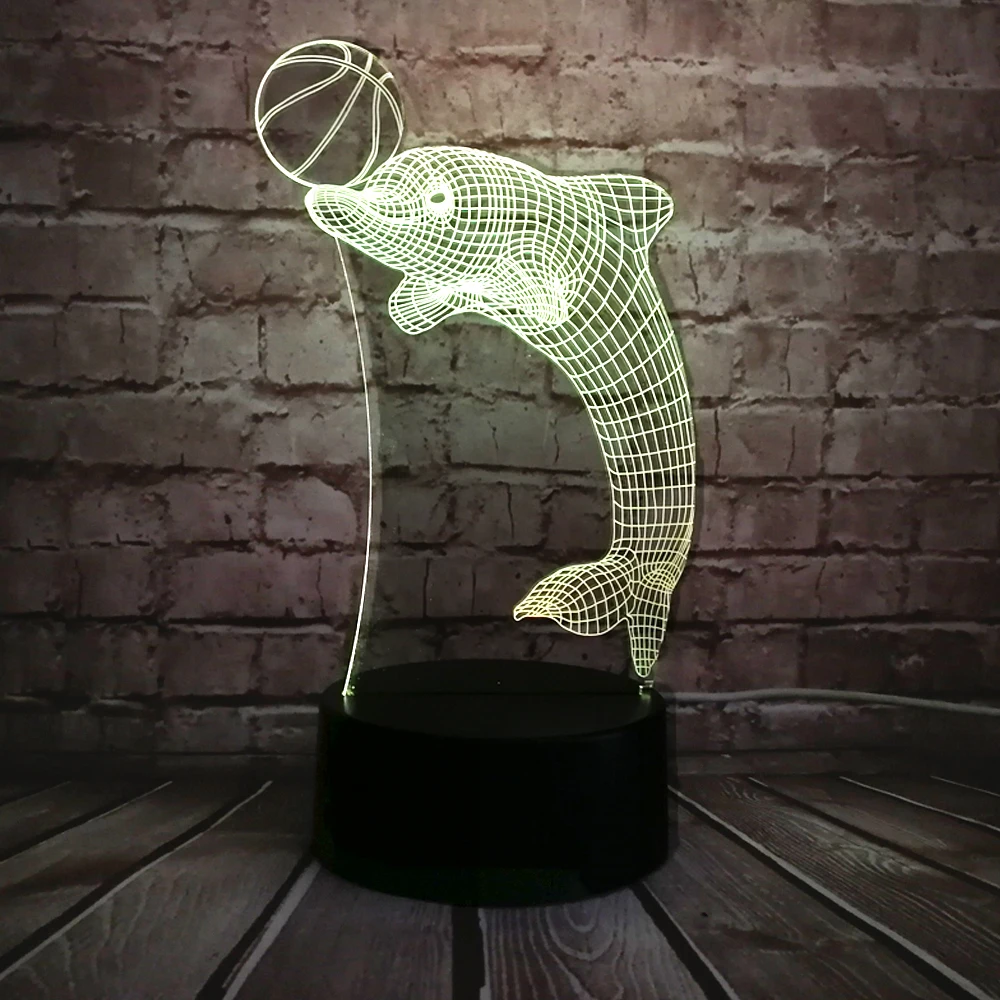 3D моделирование, светодиодный ночник, 7 цветов, меняющая атмосферу рыбы, абстрактная настольная лампа, домашний декор для спальни, детское освещение для сна, подарки