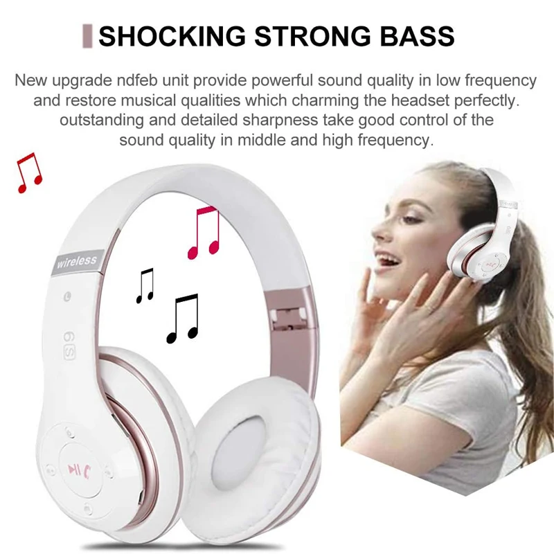 Wireless Headphones Over Ear Hi Fi Stereo Foldable Wireless Stereo Headsets Earbuds for mobile xiaomi iphone sumsamg tablet