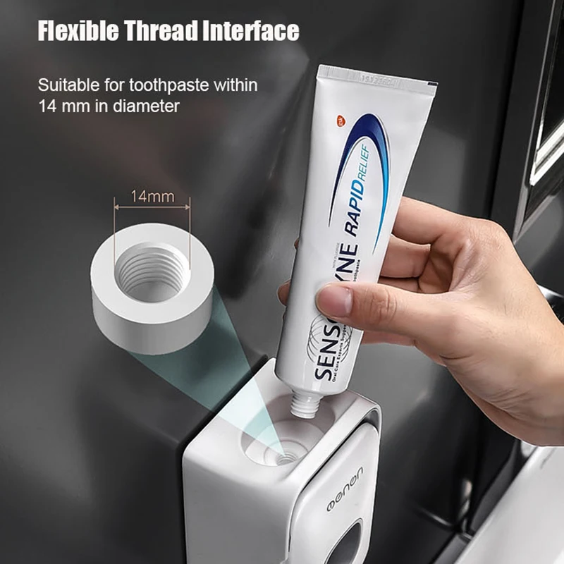 Details about   ONEUP Plastic Wall Mounted Toothbrush Holder Automatic Toothpaste Dispenser Toot 