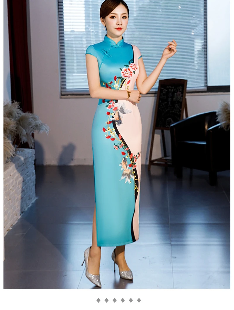 Cheongsam женское платье с длинным следующих применений: представления на сцене cheongsam платья XL показать этикет леди форма Ципао китайское платье Ципао