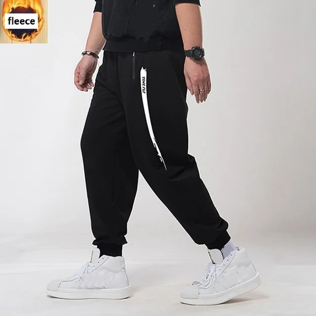 6XL 7XL эластичные спортивные штаны осенние мужские тренировочные брюки флисовые брюки спортивные зимние брюки плюс размер 5XL стрейч Высокая талия карандаш брюки 46 - Цвет: Black-letter