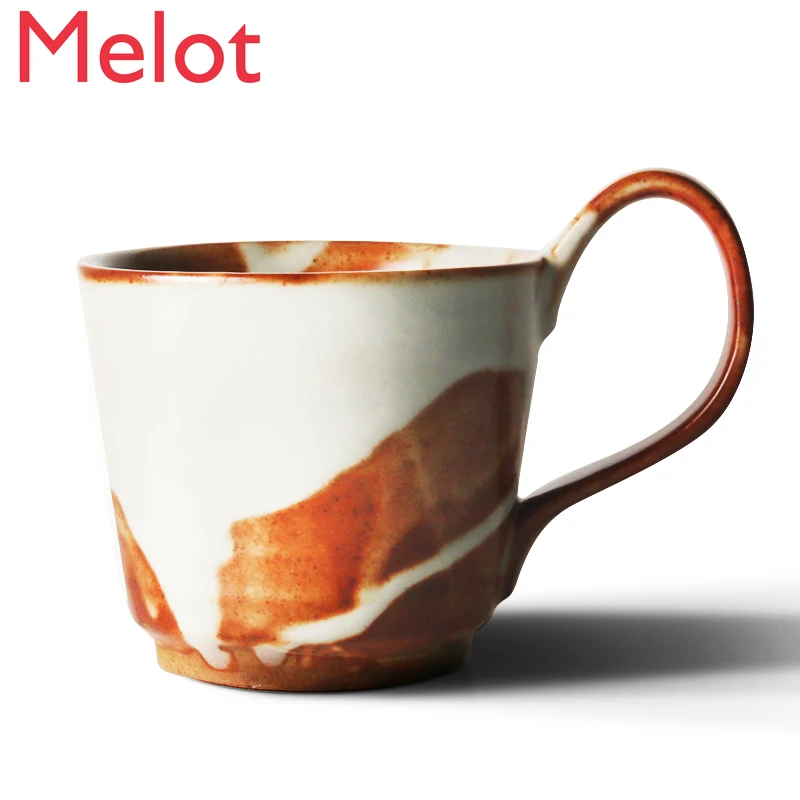 

Handmade Coarse Pottery Coffee Cup Personality with Handle Make Coffee Mug Afternoon Tea Cup Japanese Style Minimalist Cup