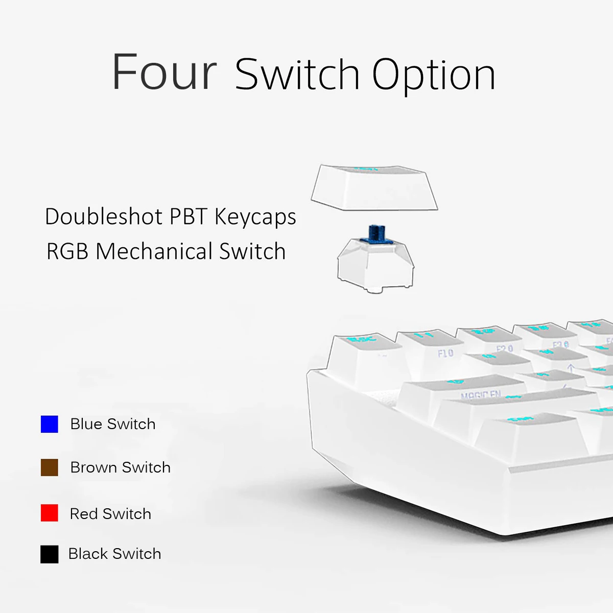60% NKRO bluetooth 4,0 тип-c PBT двухрежимное соединение RGB 61 клавиши Механическая игровая клавиатура съемный кабель