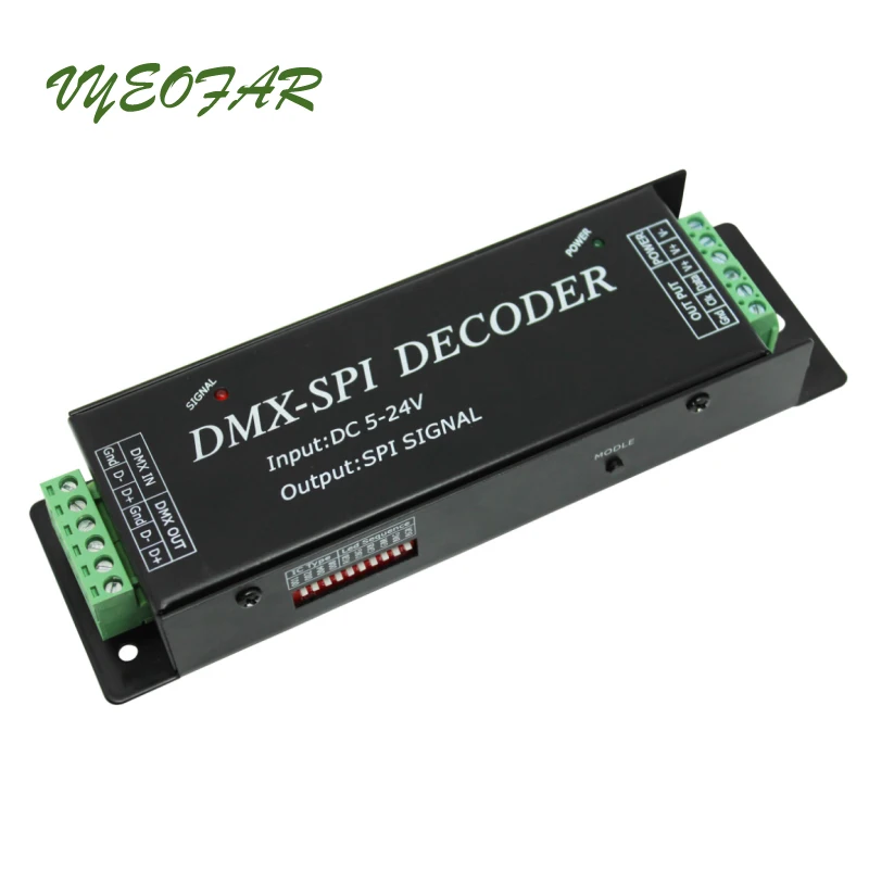 Светодиодный dmx-spi декодер для 2801 6803 2812 2811 IC RGB светодиодные ленты DMX200 DC5V 12V 24V Вход 512 точка SPI TTL сигнал светодиодный контроллер