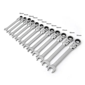 

12Pcs Ratchet wrench Flexible 8-19mm Spanner Chrome vanadium steel Set