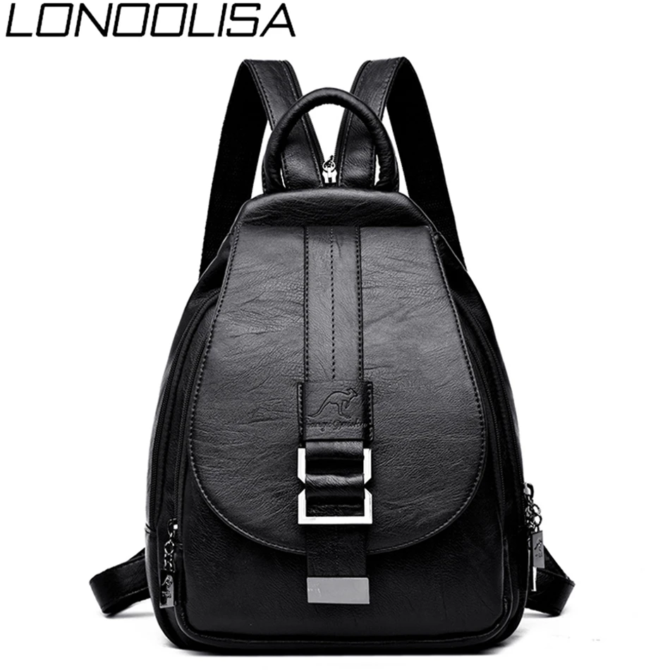 LONOOLISA, женский кожаный рюкзак, женская сумка через плечо, сумка для путешествий, женский рюкзак, Mochila, школьные сумки для девочек-подростков