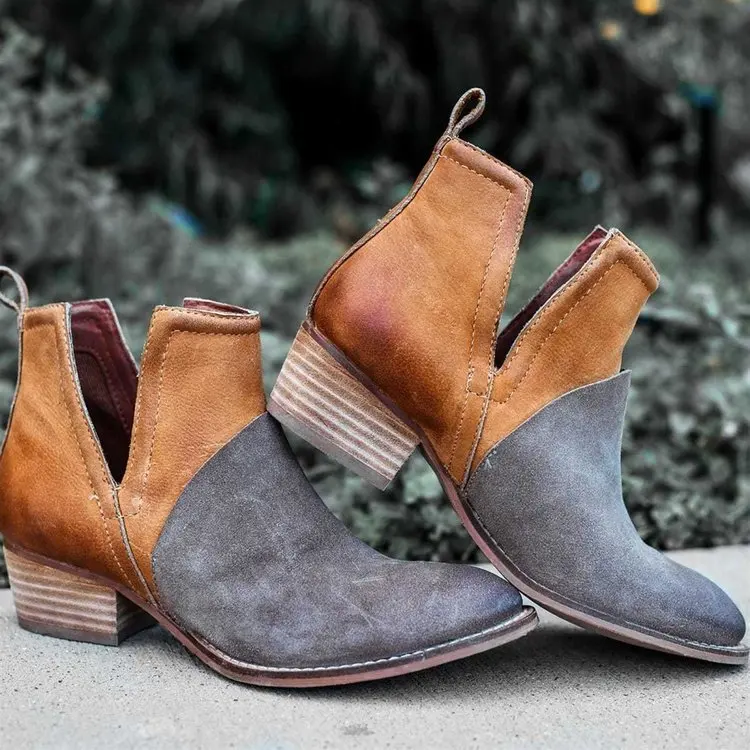 

Large Size Martin Boots 2019 Winter New Style Europe And America Pointed Toe Chunky Heel Hot Selling Women's Boots