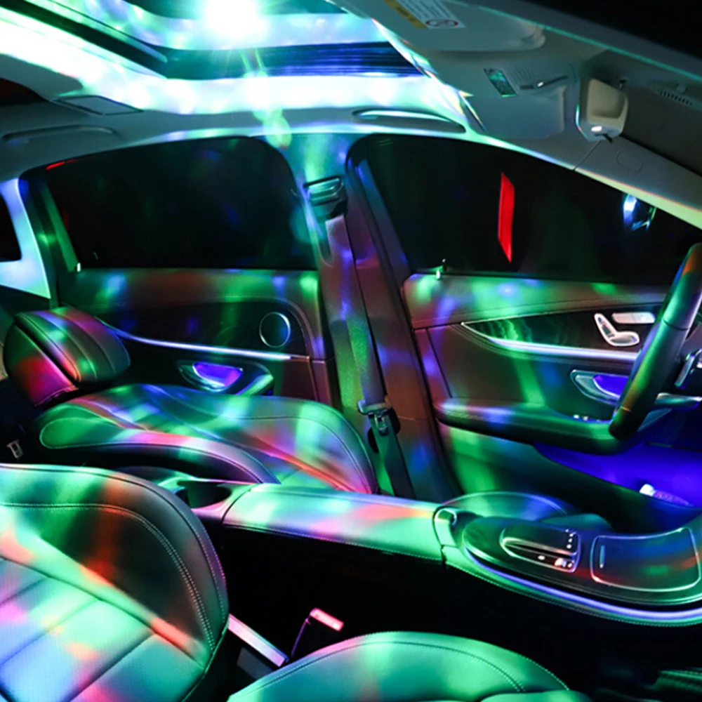 FORAUTO Автомобильный светодиодный свет в атмосферу DJ RGB Красочная музыкальная лампа магический сценический эффект свет USB перезаряжаемая Автомобильная декоративная лампа