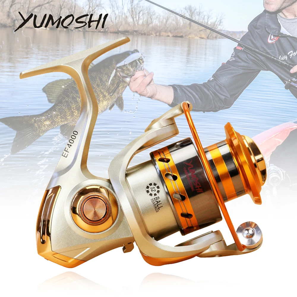Metal Spool Spinning Fishing Reel 5.2:1 12BB Ball Bearings Carp Fishing Reel EF1000-7000 Series Mulinelli Spinning 2020 Metal Spool Spinning Fishing Reel 5.2:1 12BB Ball Bearings Carp Fishing Reel EF1000-7000 Series Mulinelli Spinning 2020
