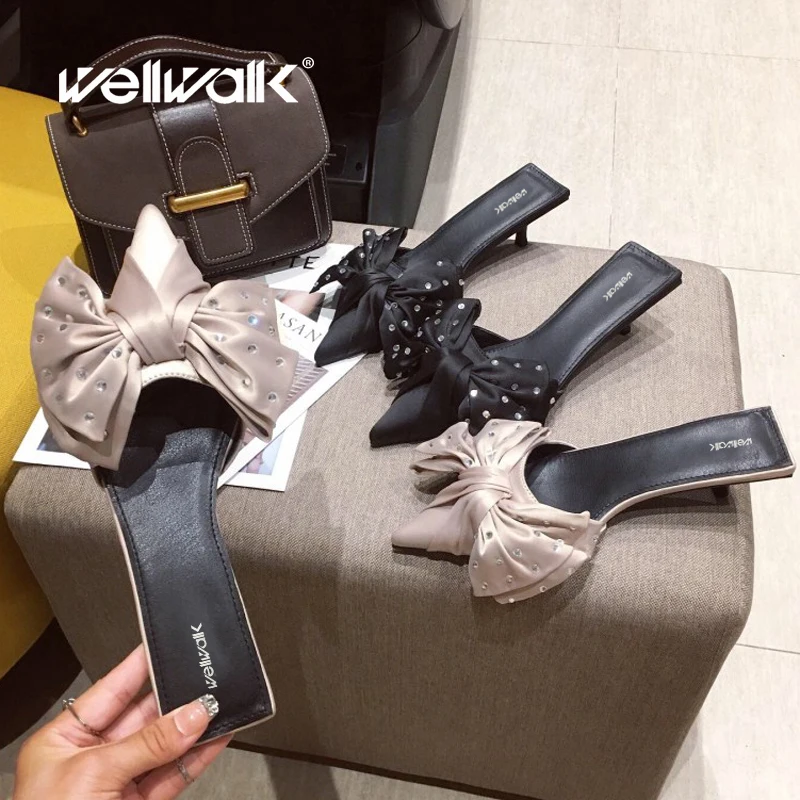 satin mule heels