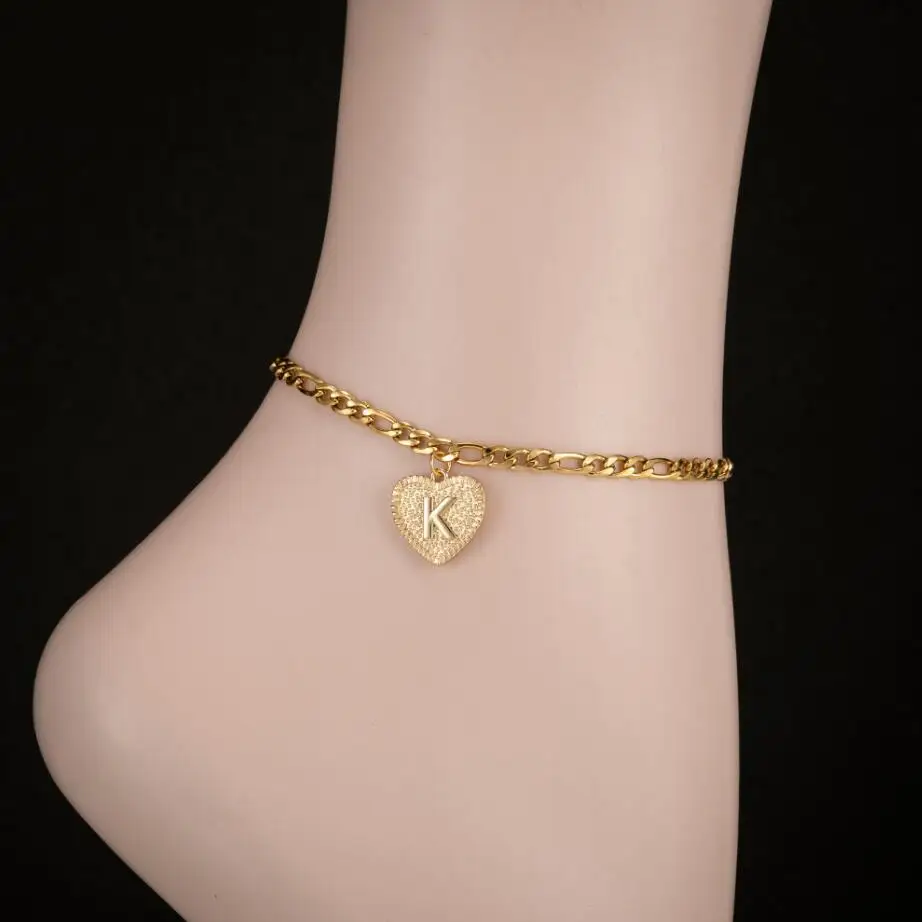New Hot Initial K Summer Heart Anklet Foot Boho A/M/N/R/T Alphabet Initial Letter Ankel Bracelets for Women Beach Barefoot Wear New Hot Initial K Summer Heart Anklet Foot Boho A/M/N/R/T Alphabet Initial Letter Ankel Bracelets for Women Beach Barefoot Wear