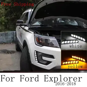 

2pcs Car Led Drl For Ford Explorer 2016 2017 2018 Daytime Running light Turn Drl Front Bumper Driving Fog Lamp Blink Dayligh