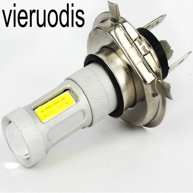 

2PCS H4 Motorcycle COB Headlights 3+1 with Lens Non-polar Cob Lamp Beads Are White AC/DC12-24V