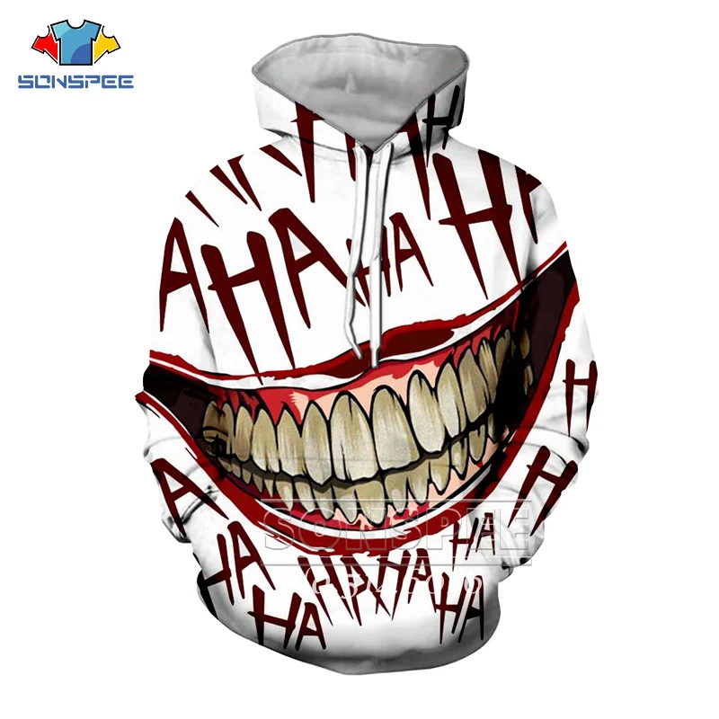 

SONSPE Unisex Vest/Pullover/Sweatshirt/zip hoodie/Pants Child Baby Casual t shirts 3D Print Ha Ha Clown Joker Funny T-shirt X25