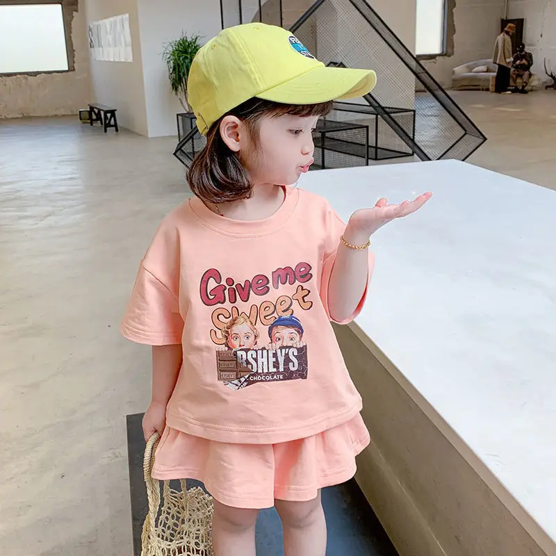 Girls sport Suit Summer Letter Print Shorts 2pcs For Girls Toddler Baby Girl Clothes Children Clothing Set Kids Outfit T-shirt