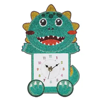 

DIY Crocodile Full Drill Diamond Painting Clock Diamond Embroidery Cross Stitch Wall Clock Mosaic Kids Room Home Decoration