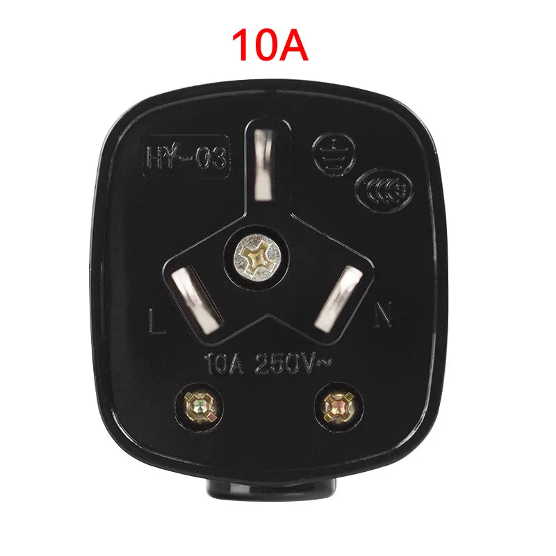 10 A plug Черный страндартное крепление для 16A/10A 250 в AU CN 3Pin штепсельная вилка Съемная сборка удлинитель Соединительный штекер 2/5/10/20 штук - Цвет: 10 A plug