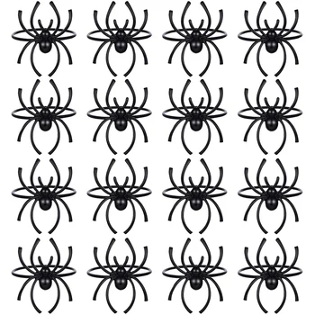 

16PCS Halloween Party Kitchen Table Accessories Halloween Spider Napkin Ring, Black Spider Napkin Fixing Ring