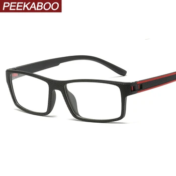 

Peekaboo black square eyeglasses for men tr90 optical glasses frame male clear lens eyewear decoration lightweight