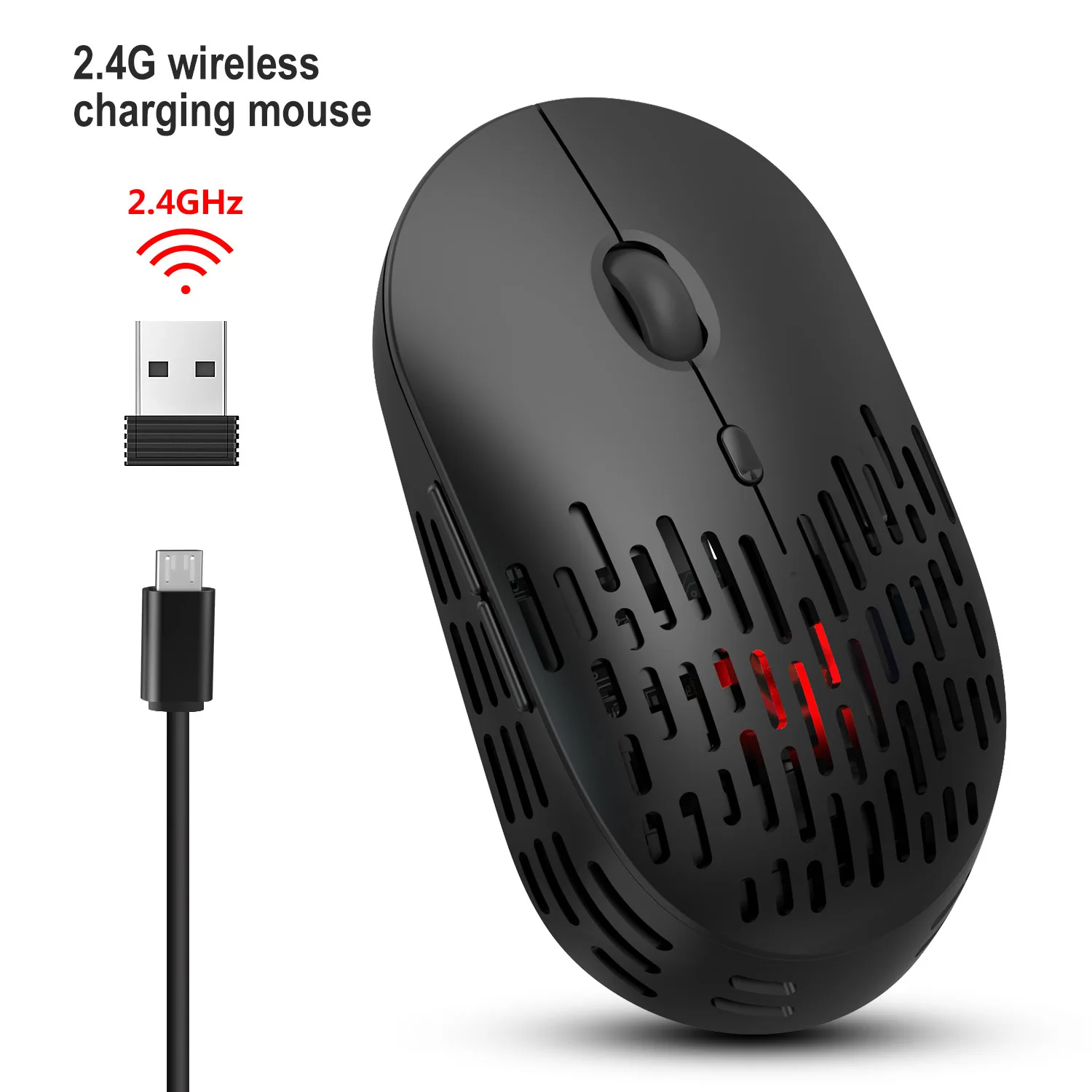 

SeenDa T38 2.4G Wireless Mouse Luminous Hole Mice 2.4G Charging 1600 Adjustable DPI Mouse for Laptop