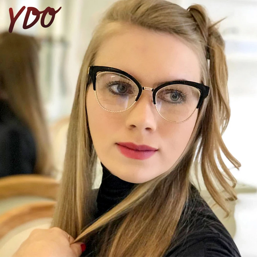 

YDO New Metal Spectacle Frame Women Brand Designer Cat Eye Eyeglasses 2019 Female Optical Glasses Frame Fashion Myopia Eyewear