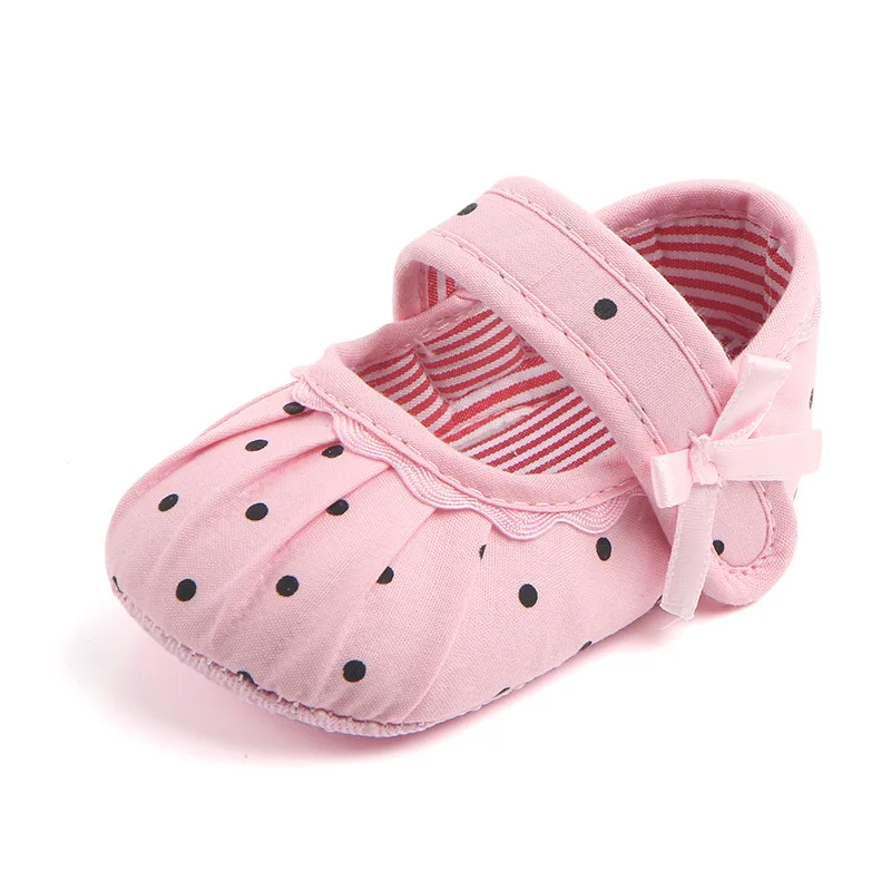 Цветочные кроссовки для новорожденных девочек; Повседневная хлопковая обувь с бантом для маленьких девочек; обувь для малышей - Цвет: Розовый