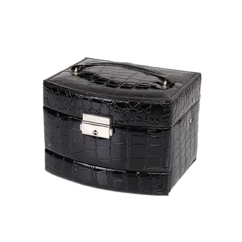 

3 Layers Crocodile Pattern Jewelry Display Storage Box earring Rings Necklace Display Carrying Case Automatic Buckle Jewelry box