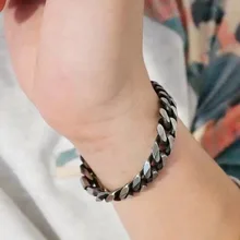 Ретро черный браслеты из нержавеющей стали цепочка на руку подарки для мужчин Аксессуары Шарм Браслеты Серебро кубинской цепочка