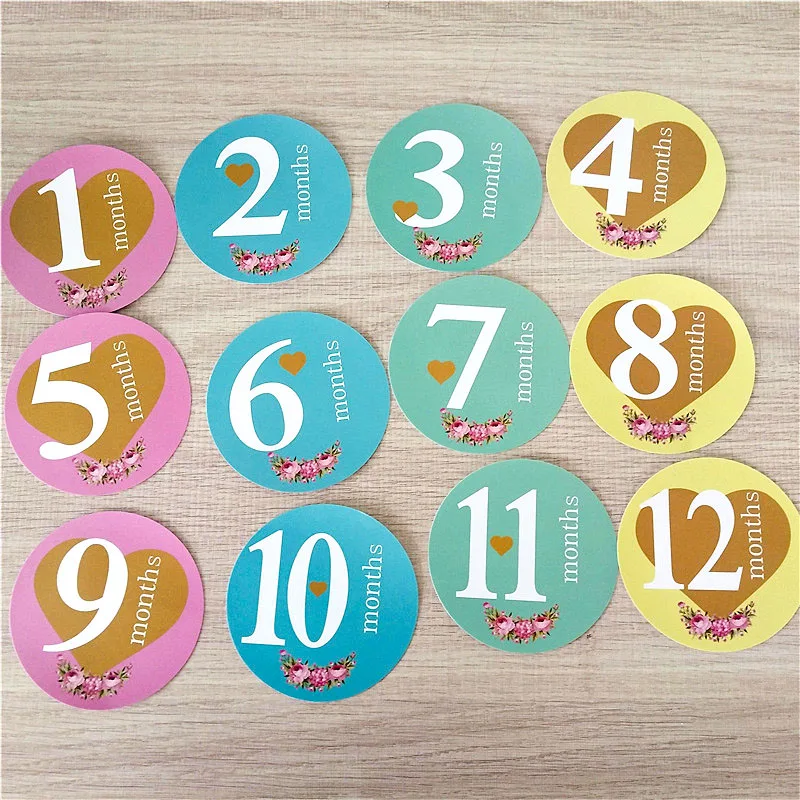 

32Pcs Month Sticker Baby Photography Milestone Memorial Monthly Newborn Kids Commemorative Card Number Photo Props Accessories