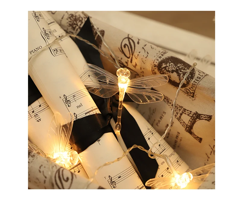 20 Led прозрачный Стрекоза батарея Usb гирлянды 3M Decorazioni Natale для рождественской гирлянды на окно