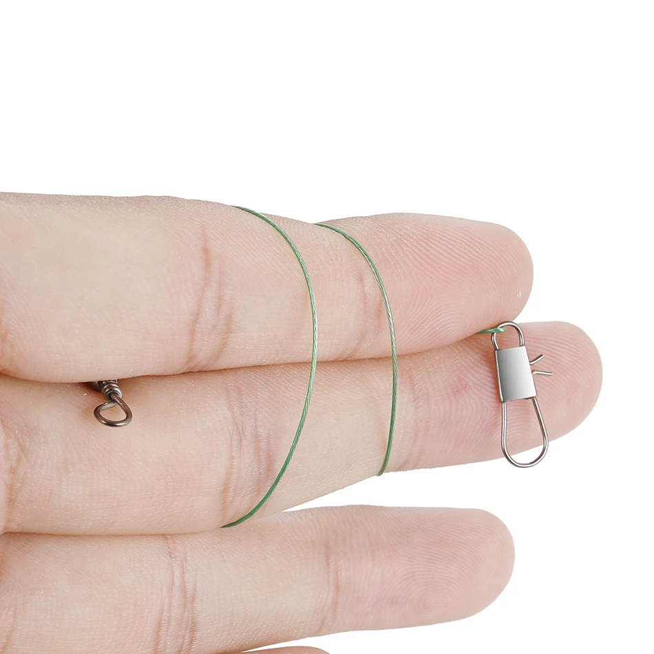 20PCS Anti Bite Steel Fishing Line Steel Wire Leader With Swivel Fishing Accessory Lead Core Leash Fishing Wire 15CM-40CM