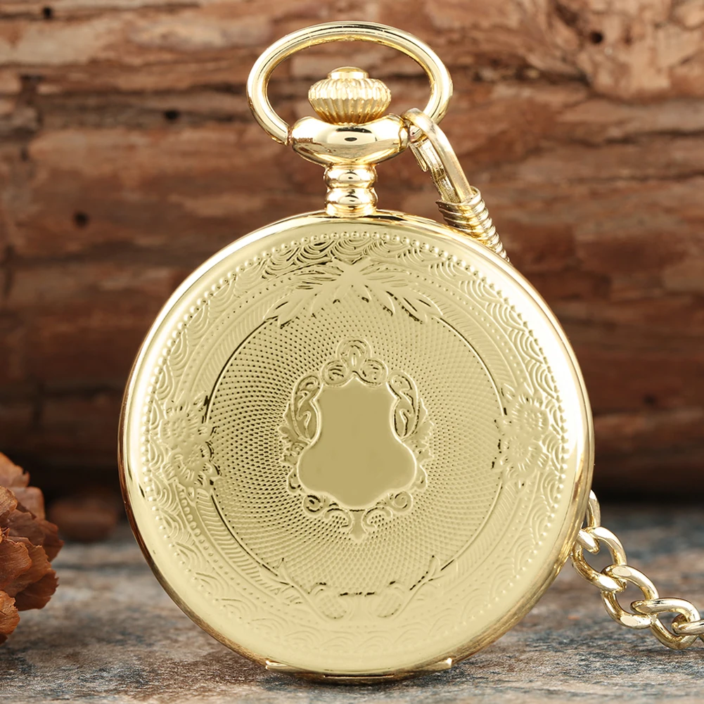 Retro Gold Case Pocket Watch for Male Portable Rough Chain Quartz Pendant Clock for Female Gift reloj de bolsillo hombre