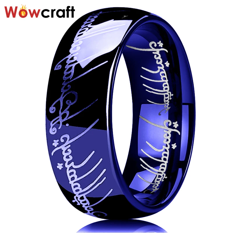 King Will Magic 7mm Tungsten Carbide Wedding Band Sapphire Blue Lord of Ring Comfort Fit Highly Polished 