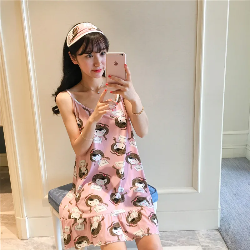 

[According Feminine] Summer Slip Nightdress Cartoon Little Girl Maple Leaf 2--Slip Nightdress Tracksuit Skirt