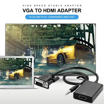 

VGA To HDMI Converter High Speed Stable Adapter With Audio For Laptop Projector TV