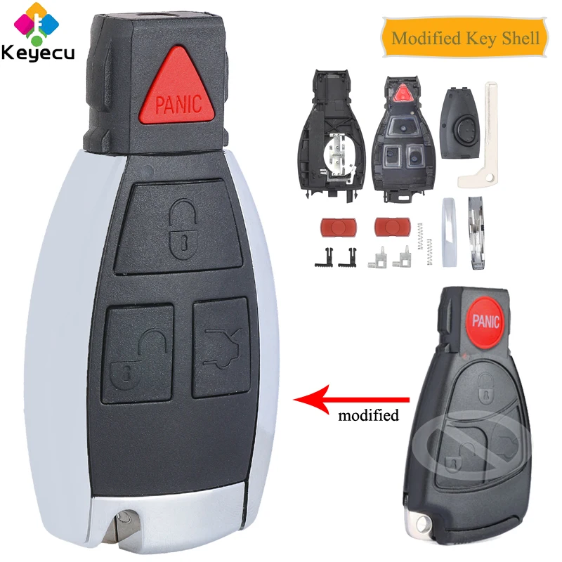 KEYECU изменение интеллектуальный пульт дистанционного управления Управление корпус для автомобильного ключа чехол с 3+ 1/4 кнопками-брелок для MB Mercedes Benz CLS, C, E, S, W124 W202