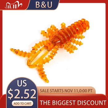 GRAB FAST ❤️ B&U 40mm Soft Fishing Lure Shrimp Baits Trout Bass Lure Silicone Swimbait Jigging Wobblers For Pike Artifical Rubber Bait - discount item 30% OFF Sports & Entertainment