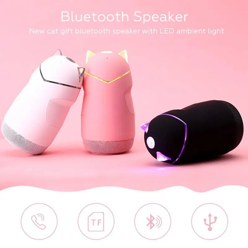 Мультяшный инновационный беспроводной динамик с громкой связью s Cat bluetooth-колонка в подарок с светодиодный сабвуфером