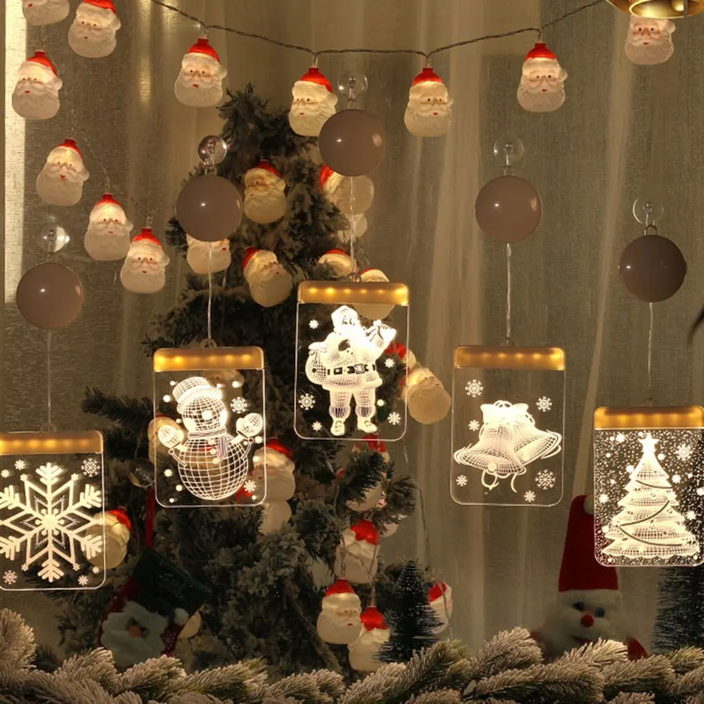 

3D подвесной светодиодный Рождественский светильник, занавеска, светодиодный светильник, самоклеящаяся Рождественская елка, декоративная лампа, Рождественское украшение