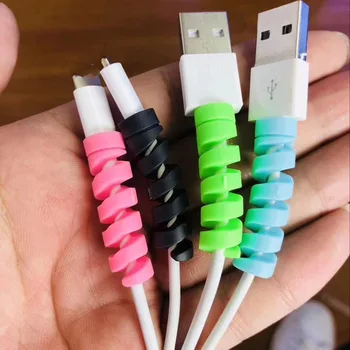 

10PCS/Pack Spiral Cable Protector Data Line Silicone Bobbin Winder Protective Tube Cover For Phone