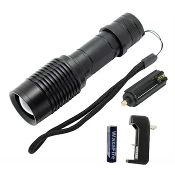 

XML T6 5 Modes Led Torch Waterproof 2000LM Zoomable Flashlight Rechargeable Self Defence Lanterna with 18650 Battery+Charger
